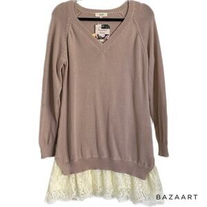 Boutique Blush Sweater dress with attached lace SIZE SMALL